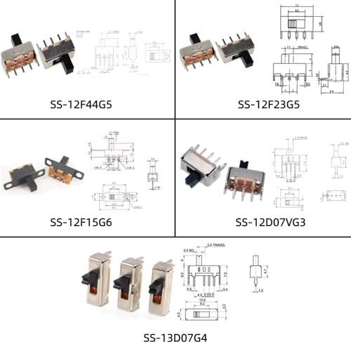 17Values 150Pcs Mini Micro Slide Switch Assortment Kit 2Pin 3Pin 4Pin DIP Toggle Switches Assorted Set ON/Off ON/Off/ON for DIY Breadboard and Electronic Board Mount