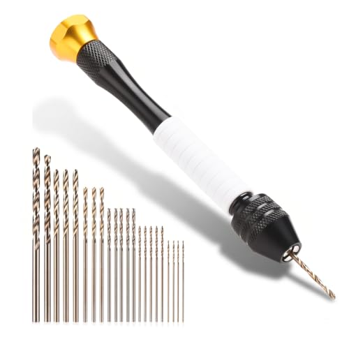 Pin Vise Hand Drill Manual, 22pc Micro Drill Bits 0.6-2.5mm Jewelry Resin