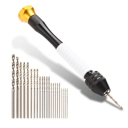 Pin Vise Hand Drill Manual, 22pc Micro Drill Bits 0.6-2.5mm Jewelry Resin