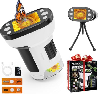 1000X Handheld Microscope for Kids, 2.0" Screen Pocket Microscope, Adjustable LED Screen Rechargeable, Toys for Christmas Birthday Gifts Toys Portable Edu Gift Age 4-6 8-12 Children Students