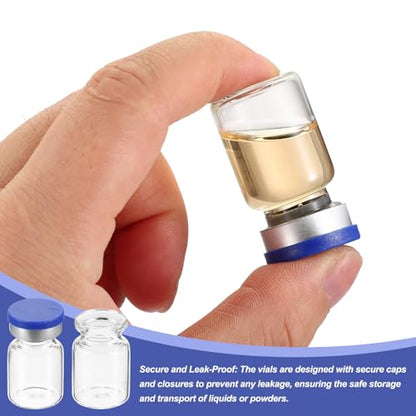 PATIKIL 5ml Sample Vials, 100 Pack Lab Empty Vials with Butyl Rubber Stopper Crimp Top Caps and Labels Borosilicate Glass Vial, Clear - color: Clear, size: 5ml