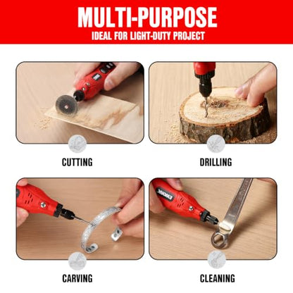 EWORK 71PCS Mini Rotary Tool, 5-Speed Rotary Tool Kit for DIY Enthusiasts - color: Red(71pcs)