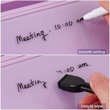 Varhomax Glass Desk Whiteboard with Storage - color: Purple