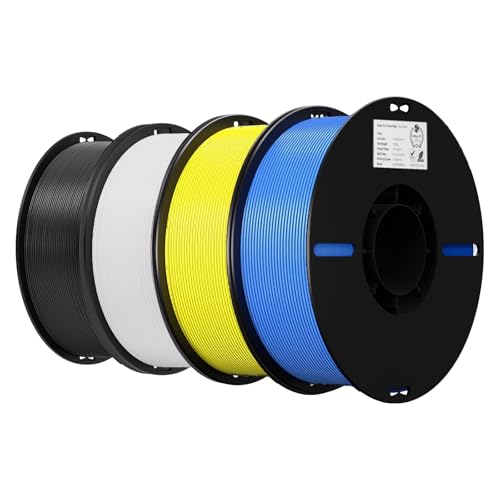 Creality PLA 3D Printer Filament, White & Black & Yellow & Blue, 4-Pack - color: White+black+blue+yellow Pla, size: 4kg