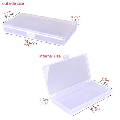 Gebildet 6 Pcs Clear Storage Box, Rectangular Plastic Containers Case with Lid for Pills, Jewellery, Tiny Bead, Herbs, Craft Items - size: 14.8×7.9×1.9cm