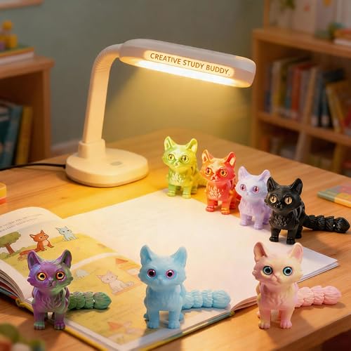 9 Pcs 3D Printed Cat Collection with Moving Joints, 3D Printed Kitty Figurines Bulk, Kawaii Cat Miniature Desk Toys, Small Animal Toys for Easter Egg Fillers, Flexible Fidget Toys for Kids - color: 9pcs Cat