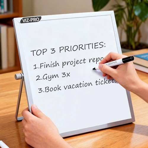 VIZ-PRO Small Desktop Dry Erase White Board with Stand, 10 x 10 Inches - size: 10"W x 10"H