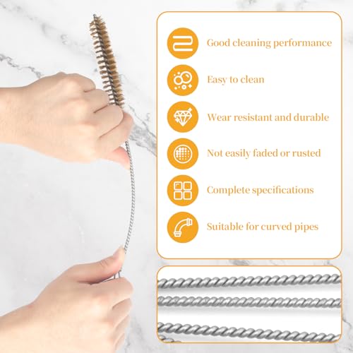 Tube Brush Kit 7pcs Brass Wire Tube Brushes Stainless Steel Bottle Brush Long Handle 11'' Wire Brushes for Cleaning Wire Pipe Tube Cleaner - 6mm/8mm/10mm/12mm/15mm/20mm/22mm