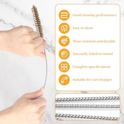 Tube Brush Kit 7pcs Brass Wire Tube Brushes Stainless Steel Bottle Brush Long Handle 11'' Wire Brushes for Cleaning Wire Pipe Tube Cleaner - 6mm/8mm/10mm/12mm/15mm/20mm/22mm