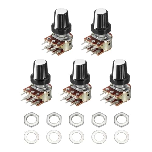 MECCANIXITY 5 Set WH148 B1K Ohm Potentiometer Kit 20mm Shaft White - size: 20mm, style: B1K