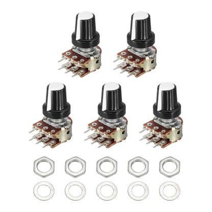 MECCANIXITY 5 Set WH148 B1K Ohm Potentiometer Kit 20mm Shaft White - size: 20mm, style: B1K