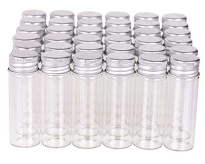 MaxMau 100 Tiny Glass Bottles Clear Small Vials 15 Milliliter Empty Mini Jars with Aluminum Screw Top Lids Sample Message Bottle Wedding Favors Decorations DIY Jewelry Accessories Liquid Hold Storage