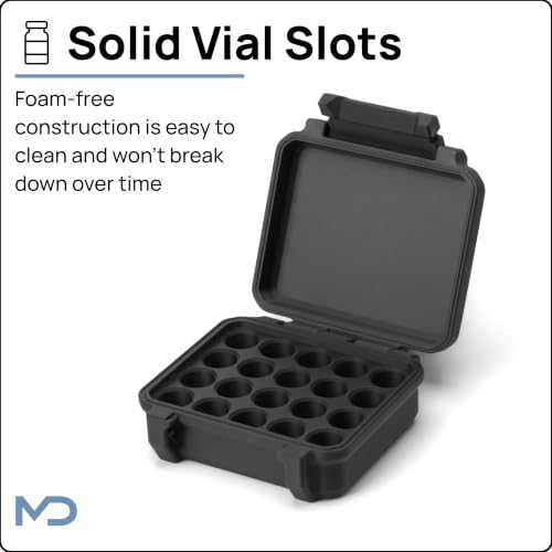 Peptide Case, 20 Slots for 3ml Vials, Rugged Snap-Lock Hard Shell