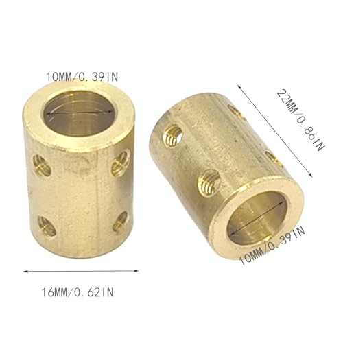 5Pcs 10mm to 10mm Brass Rigid Motor Shaft Coupling Coupler Transmission Connector Sleeve Adapter for RC Boat Car Airplane 3D Printers - size: 10mm to 10mm