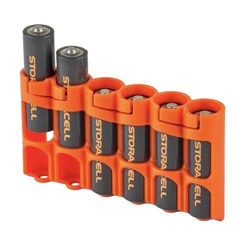 Storacell Slimline AA-6 Battery Storage Caddy and Dispenser, Orange, Holds 6 AA Batteries (Not Included), Durable & Compact Design, The Original Battery Caddy, Made in The USA - color: Orange, size: Single Pack