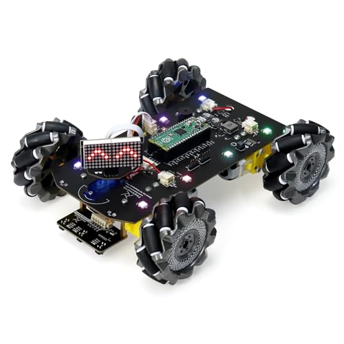 Freenove Mecanum Wheel Car Kit for Raspberry Pi Pico (Included) (Compatible with Arduino IDE), Dot Matrix Expressions, Obstacle Avoidance, Line Tracking, Light Tracing, Colorful Light - color: Mecanum Wheels with Raspberry Pi Pico