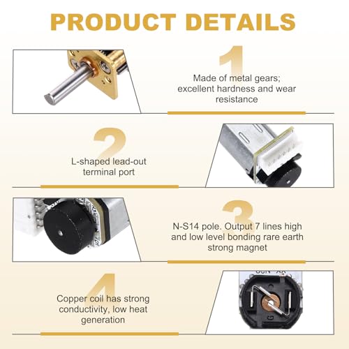 MECCANIXITY 2pcs 1500RPM Micro Gear Motor with Encoder, N20 DC6V Gearbox High Torque Electric Reduction Motor for Robot Wheel RC Car - style: 1500RPM
