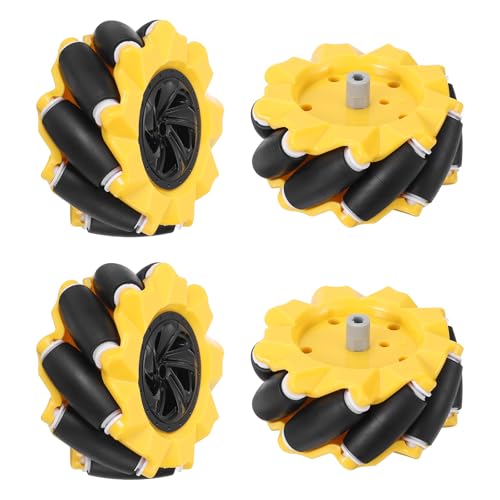 MECCANIXITY 4Pack Mecanum Wheels Set, 80mm / 3.15 ABS Rubber left and right Omnidirectional Wheels for Smart Robot Car Parts DIY Models Accessories, Yellow - size: 80mm / 3.15"