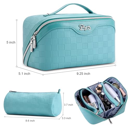 BOYATU Travel Makeup Bag Organizer: 180°Open-Flat 3 Pcs Make up Bags Set - color: 01-C-Blue