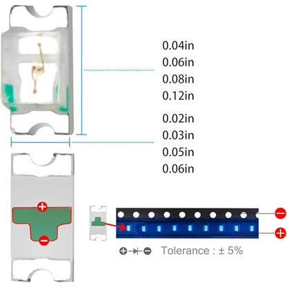 1200Pcs SMD LED Diode Kit,0402 0603 0805 1206 24 Values Assortment