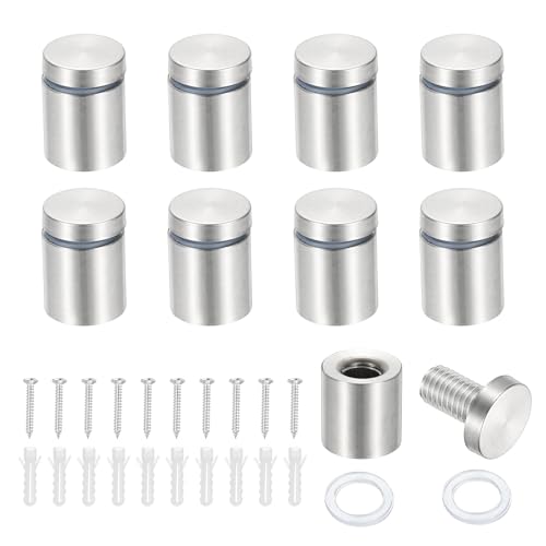 PATIKIL 3/4x0.9" Standoff Screws, 8 Pack Stainless Steel Stand Off Wall Mounts Wall Sign Mounting Hardware Advertising Standoff Nail for Hanging Acrylic Signs Picture Frame, Silver - size: 3/4x0.9"