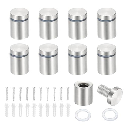 PATIKIL 3/4x0.9" Standoff Screws, 8 Pack Stainless Steel Stand Off Wall Mounts Wall Sign Mounting Hardware Advertising Standoff Nail for Hanging Acrylic Signs Picture Frame, Silver - size: 3/4x0.9"