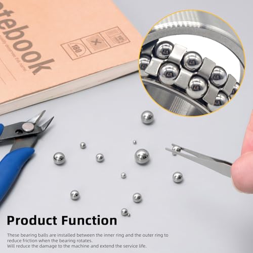 Glarks 330pcs 16 Sizes Precision Bearing Balls, Bearing Balls Assortment, Steel Ball Bearing for Machinery, Automotive, Valves, Ball Mill - style: 330pcs 16 sizes