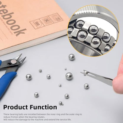 Glarks 330pcs 16 Sizes Precision Bearing Balls, Bearing Balls Assortment, Steel Ball Bearing for Machinery, Automotive, Valves, Ball Mill - style: 330pcs 16 sizes