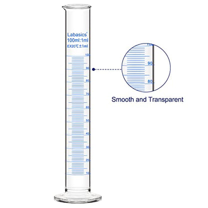 Labasics 4-Pack Borosilicate Glass 100 ml Heavy Wall Graduated Cylinder Measuring Cylinder - size: 100 ml