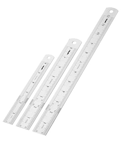 Mr. Pen- Metal Straight Edge Ruler, 3 pcs, 6", 8", 12" - color: Silver, size: 6, 8, 12 inch