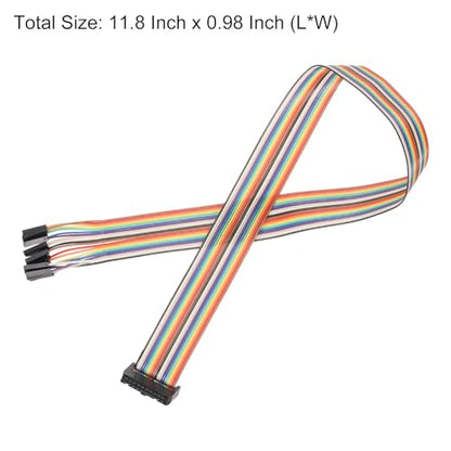 MECCANIXITY 2 Pcs IDC Rainbow Wire Flat Ribbon Cable FC-Female to 20P 11.8 Inch Length 2.54mm Pitch Breadboard Jumper Wires for Electronic Projects - size: 11.8 Inch, style: 20 Pin