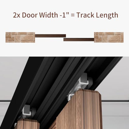 Heavy Duty Bypass Sliding Closet Door Track Hardware 60", 5FT Aluminium Pocket Door Track Rail Set, Smoothly and Quietly, for 2 Door System,Black - size: XC40 60"-B