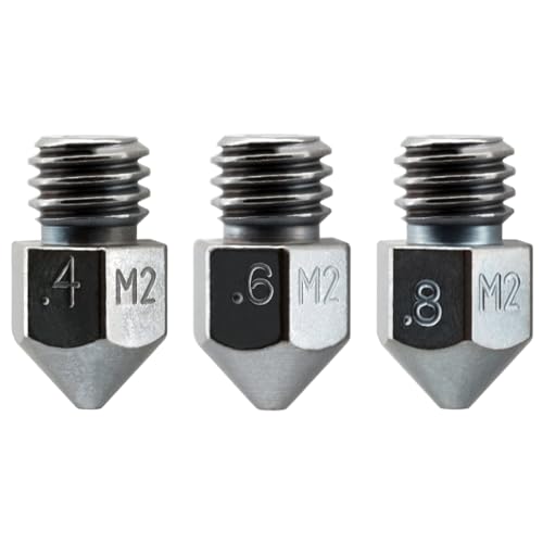 Microswiss MK8 Plated M2 Hardened High Speed Steel Nozzle Value Pack - size: Value Pack (.4mm, .6mm, .8mm )