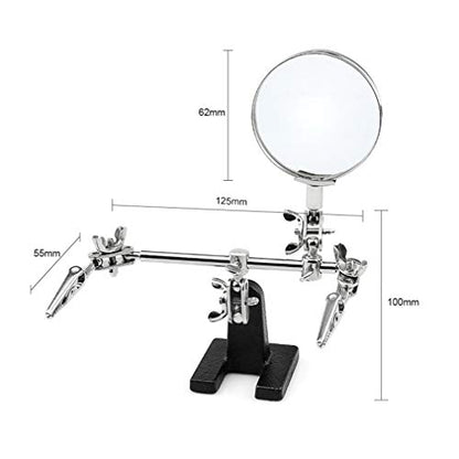 Helping Hands Magnifier Stand with Dual Alligator Clips Adjustable – FEITA 5X Magnifying Glass Perfect for Soldering, Crafting, Hobby, Micro Objects