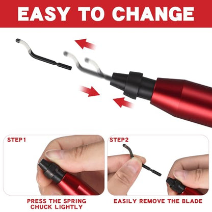 3 Pcs Hand Deburring Tool Kit 2 Countersink Hand Reamer and 1 Deburring Tool with 15 Extra High Speed Steel Swivel Blade for Metal, Resin, Aluminum, Copper, Plastic, 3D Printing, Wood(Red) - color: Red