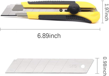 Box Cutter Retractable 25MM Long Utility Knife With 10pcs Blades Refills - color: 1 Knife + 10 Blades