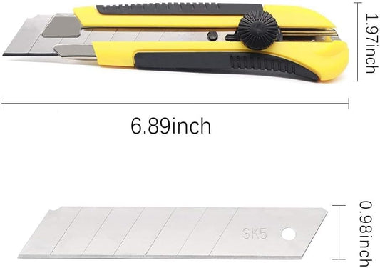 Box Cutter Retractable 25MM Long Utility Knife With 10pcs Blades Refills - color: 1 Knife + 10 Blades