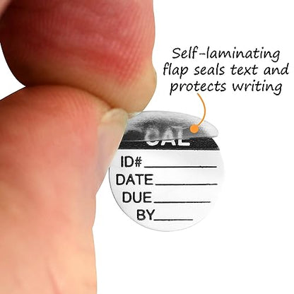 SmartSign Self Laminaing Calibration Labels | 0.5" x 0.5" Polyester with Clear Flap, Pack of 175, Made in USA - color: Black on White Self Laminating Labels