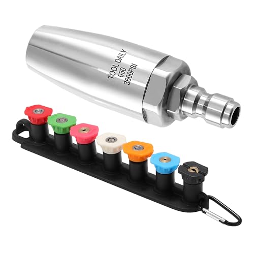 Tool Daily Turbo Nozzle Pressure Washer 360° Rotating, 7 Tips with Holder