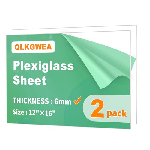 12X16 Plexiglass Sheets 1/4 ” Thick,6mm Clear Acrylic Sheet 2 Pack - size: 6mm,12X16"