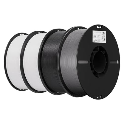 Creality PLA 3D Printer Filament, White & White & Black & Grey, 4-Pack - color: White*2+black+grey Pla, size: 4kg