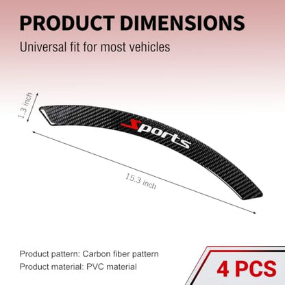 4 PCS Carbon Fiber Wheel Arch Trim, Car Wheel Fender Flares Protector Strips, Self-Adhesive Wheel Well Edge Trim, Anti-Collision Weatherstrip, Universal for Cars, Trucks, SUVs (Black)