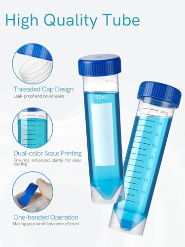 50ml Centrifuge Tubes with Screw Caps DNase/RNase Free & Pyrogen Free - size: 25ML Self-Standing