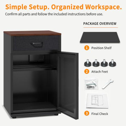 180L 3D Printer Stand with Dehumidifier & Filament Storage Cabinet - color: 180L-Black