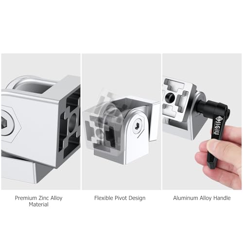 JiGiU 2Pcs 3030 Die-Cast Zinc Alloy Pivot Joint Connectors with Handle - color: Sliver, size: 30x30 (2er Set)