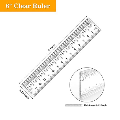 5PCS 6 Inch Clear Acrylic Ruler with Inches & Metric Measuring Tool 6" Inch Straight Edge Rulers for Scrapbooking Card-Making Student School Office Home Tool - color: 5PCS 6 Inch Clear Acrylic Ruler