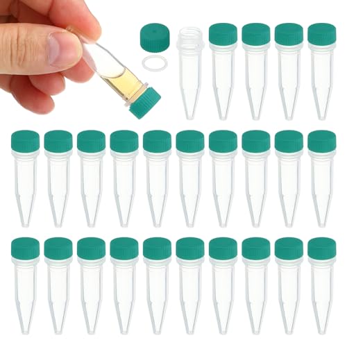 PATIKIL 1.5ml Plastic Cryogenic, 25Pcs Cryogenic Vial Screw Top Frozen Test Tube for Lab Laboratory Science, Green Cap - color: Green