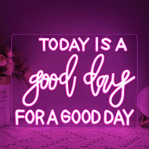 Today is A Good Day for A Good Day Neon Sign,Adjustable Brightness Pink Have A Good Day Neon Signs for Wall Deocr,Led Light Up Sign for Bar Home Cafe Restaurant Office Birthday Party Classroom School - color: LB-Today Is A Good Day for A Good Day