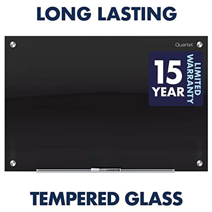 Quartet Magnetic Dry Erase Board, 24" x 18" Glass Whiteboard for Wall, Infinity, Black (G2418B) - size: 24"W x 18"H