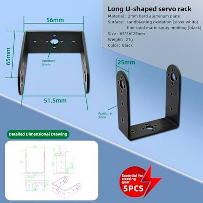 5Set Pan Tilt Servo Mount Bracket for MG995 MG996R S3003 U/L Shaped - style: 5 Sets Servo Bracket